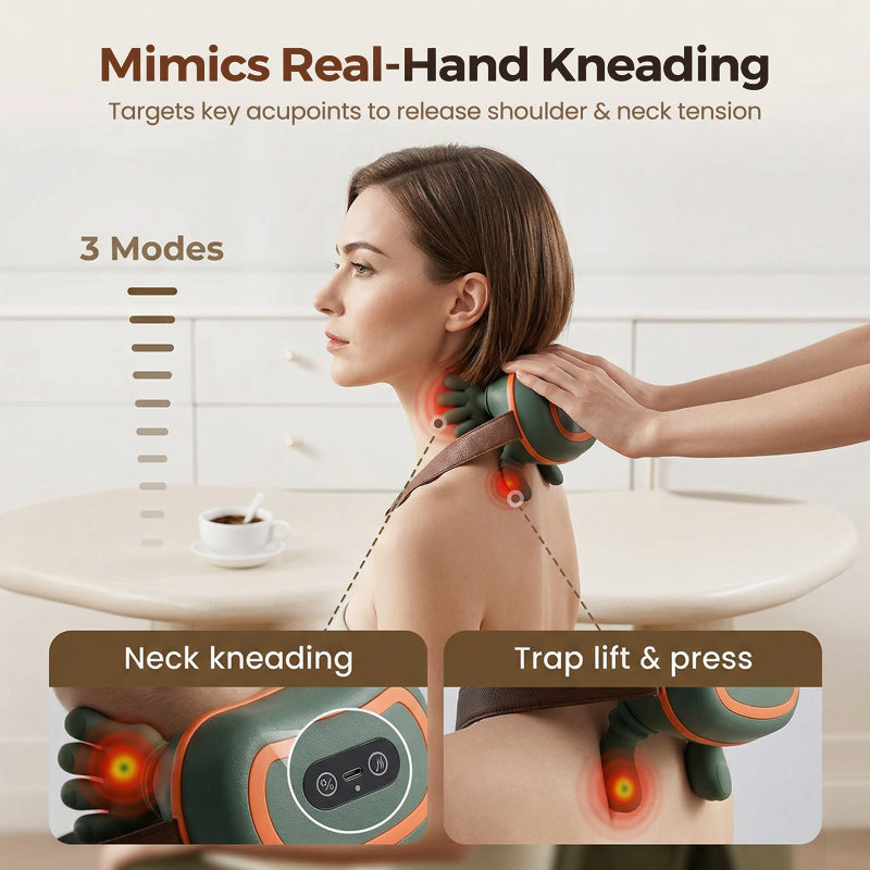 4D Wearable Neck and Shoulder Massager with Heat