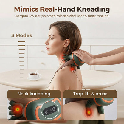 4D Wearable Neck and Shoulder Massager with Heat