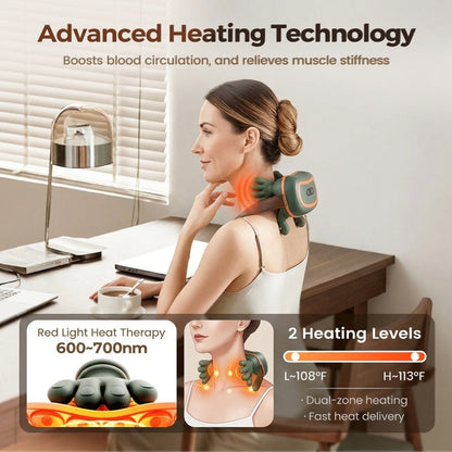 4D Wearable Neck and Shoulder Massager with Heat