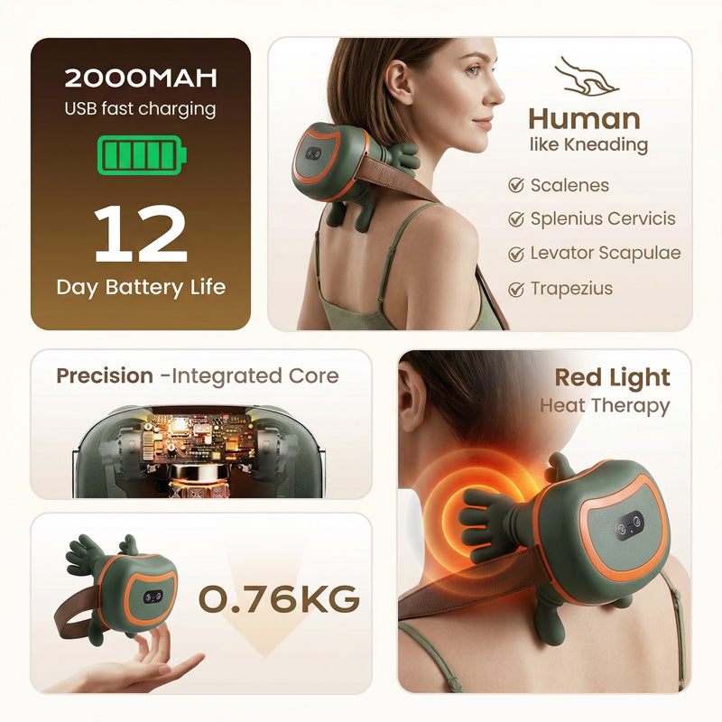 4D Wearable Neck and Shoulder Massager with Heat