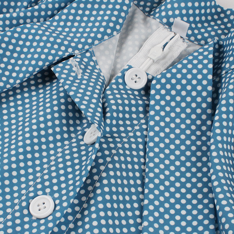 Women's Polka Dot Swing Dress with Neck Bow