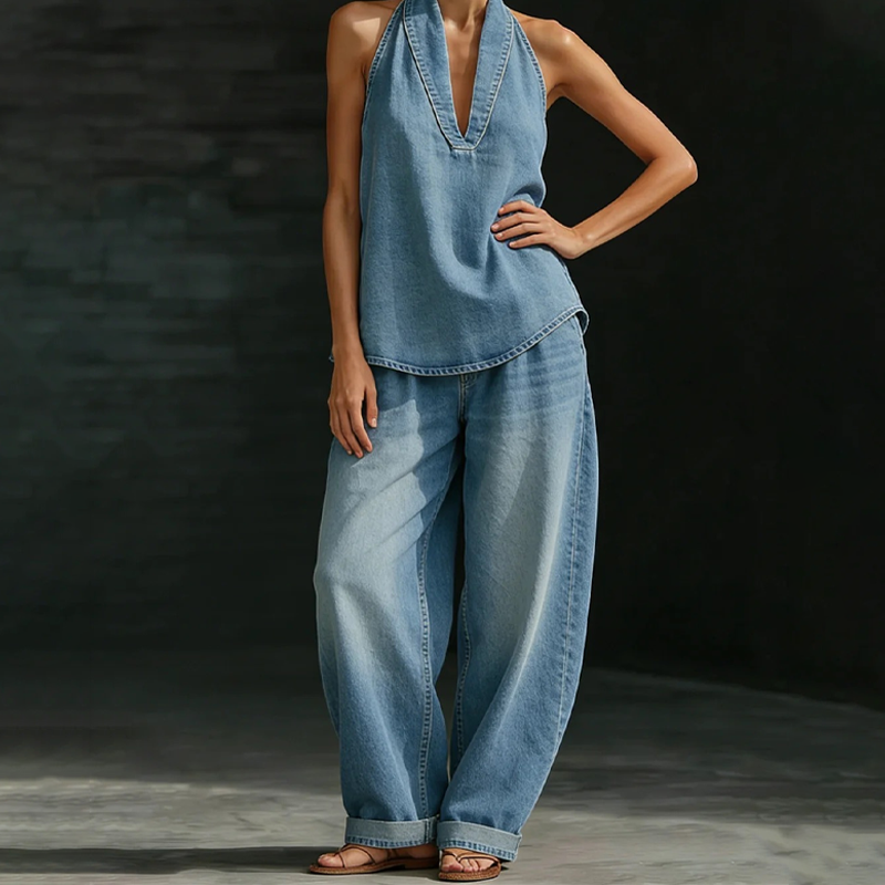 📢📢49% OFF !!!⏰Women's Casual Halter Top & Wide-Leg Pants Set