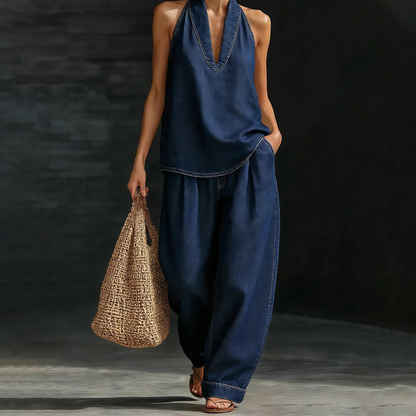 📢📢49% OFF !!!⏰Women's Casual Halter Top & Wide-Leg Pants Set