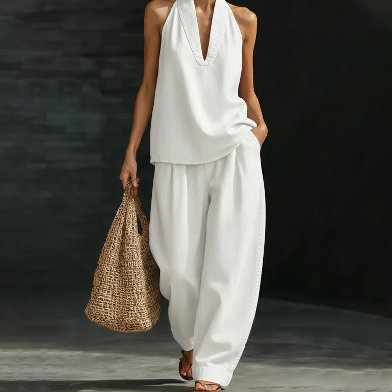 📢📢49% OFF !!!⏰Women's Casual Halter Top & Wide-Leg Pants Set
