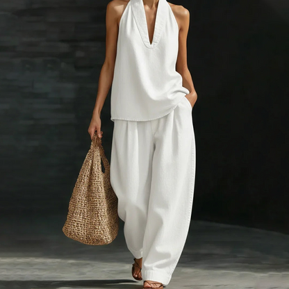 📢📢49% OFF !!!⏰Women's Casual Halter Top & Wide-Leg Pants Set