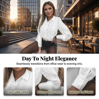 Women's Hollow-Out Lace Long Sleeve Blouse