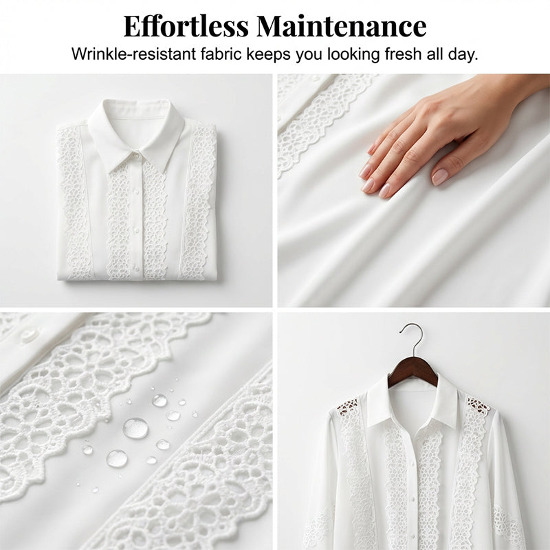 Women's Hollow-Out Lace Long Sleeve Blouse