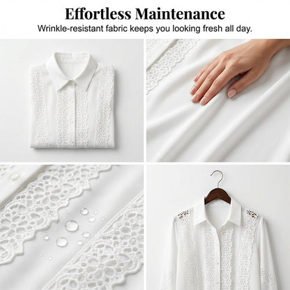 Women's Hollow-Out Lace Long Sleeve Blouse