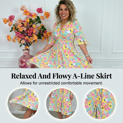Summer Floral Tie-Waist A-Line Dress for Casual Wear