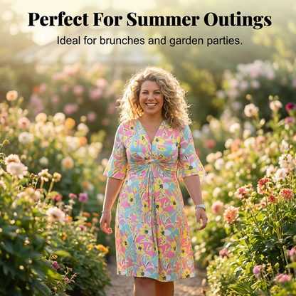 Summer Floral Tie-Waist A-Line Dress for Casual Wear
