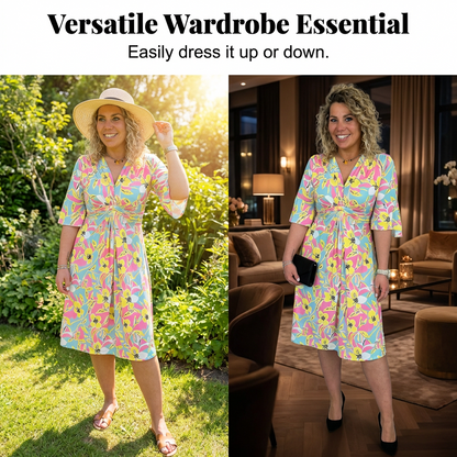 Summer Floral Tie-Waist A-Line Dress for Casual Wear
