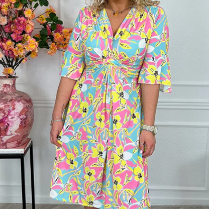 Summer Floral Tie-Waist A-Line Dress for Casual Wear