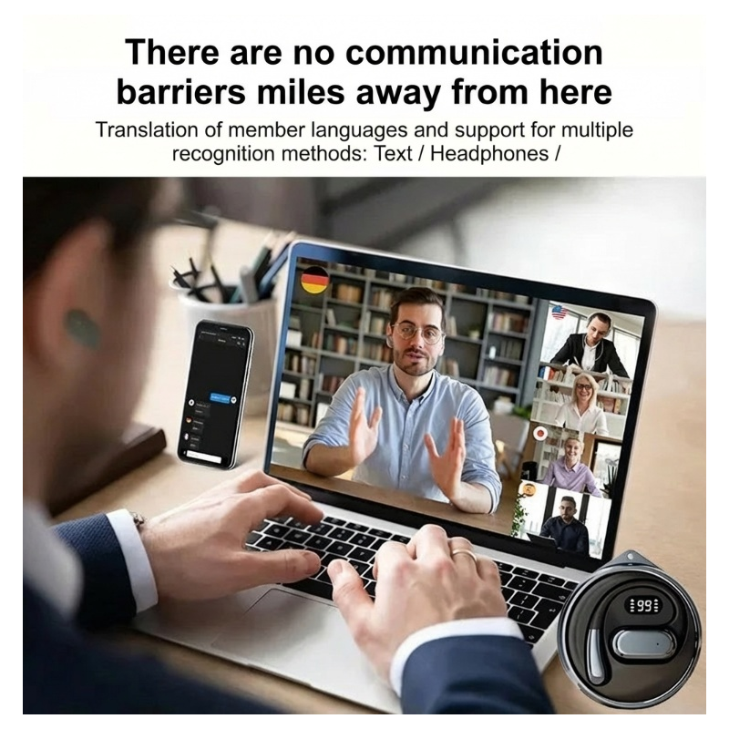 Clip-On AI Translator with Portable Charging Case