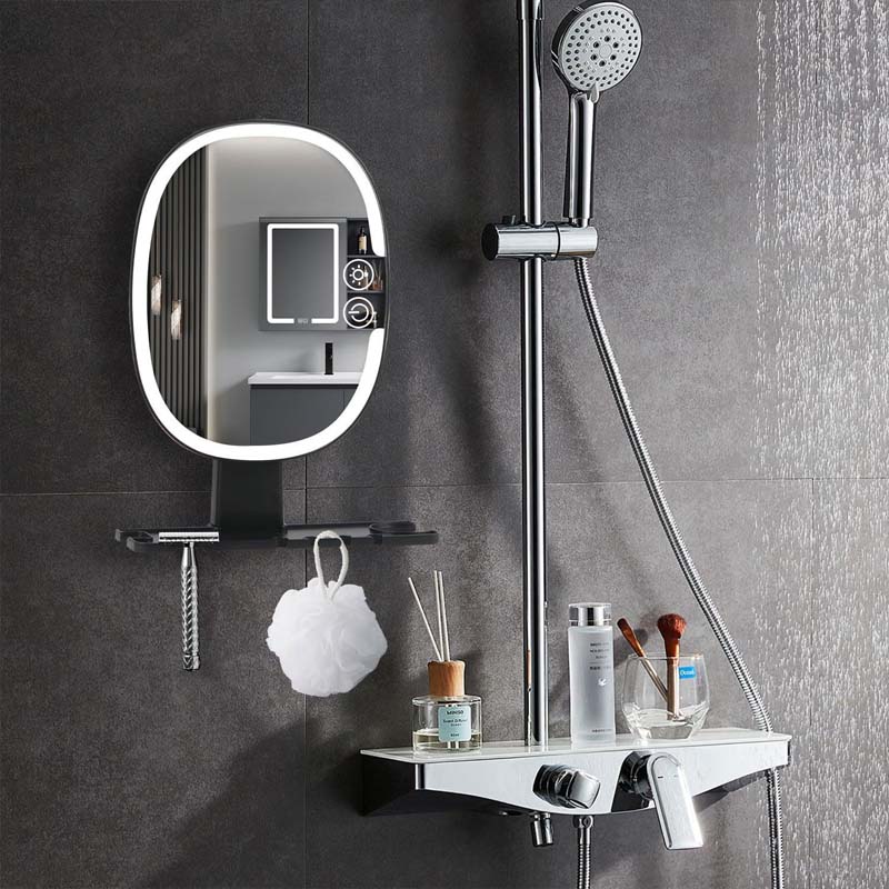 Fogless Shaving Mirror with Organizer Shelf