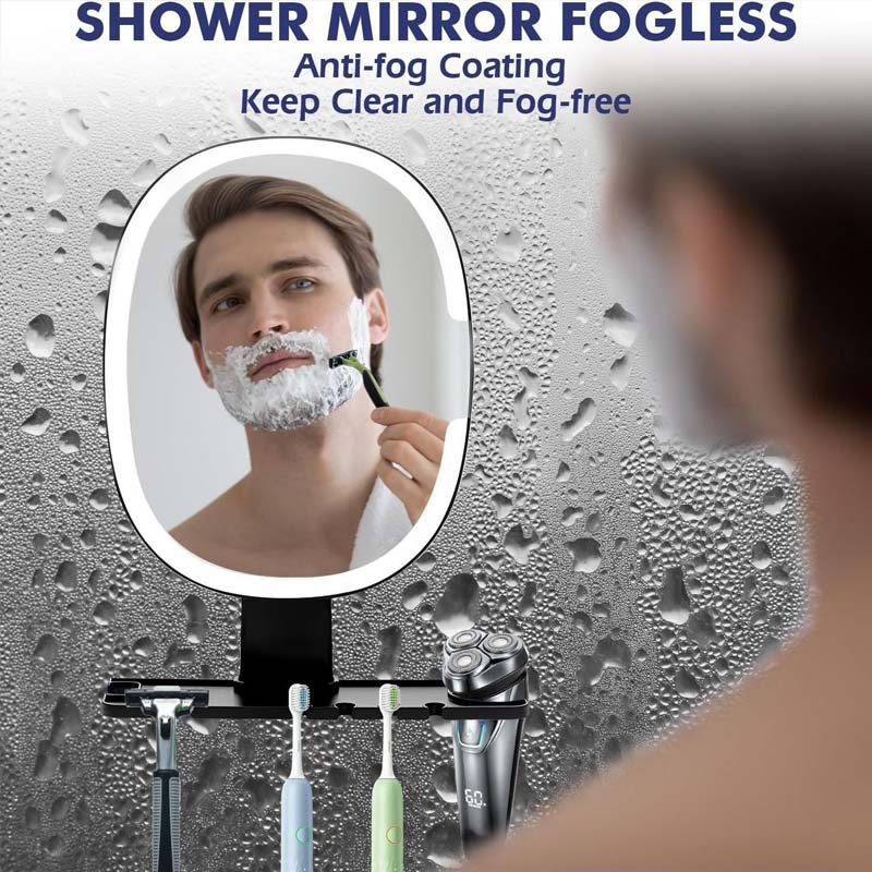 Fogless Shaving Mirror with Organizer Shelf