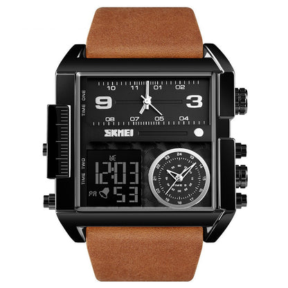 Men's Square Sport Watch| 50mm Oversized Dial, Dual Movement, Men’s Waterproof Luminous Sport Watch