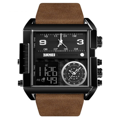 Men's Square Sport Watch| 50mm Oversized Dial, Dual Movement, Men’s Waterproof Luminous Sport Watch