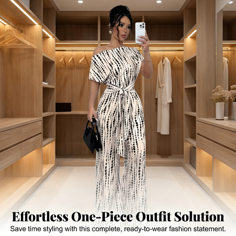 Women's One-Shoulder Wide-Leg Jumpsuit