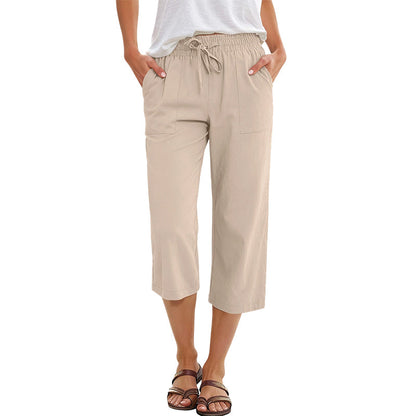 Women's Cotton-Linen Blend Cropped Pants