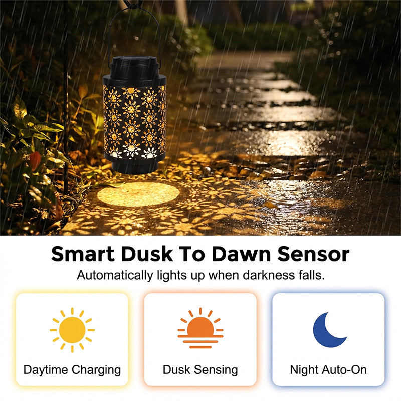 Solar Powered Hollow-Out Hanging Light