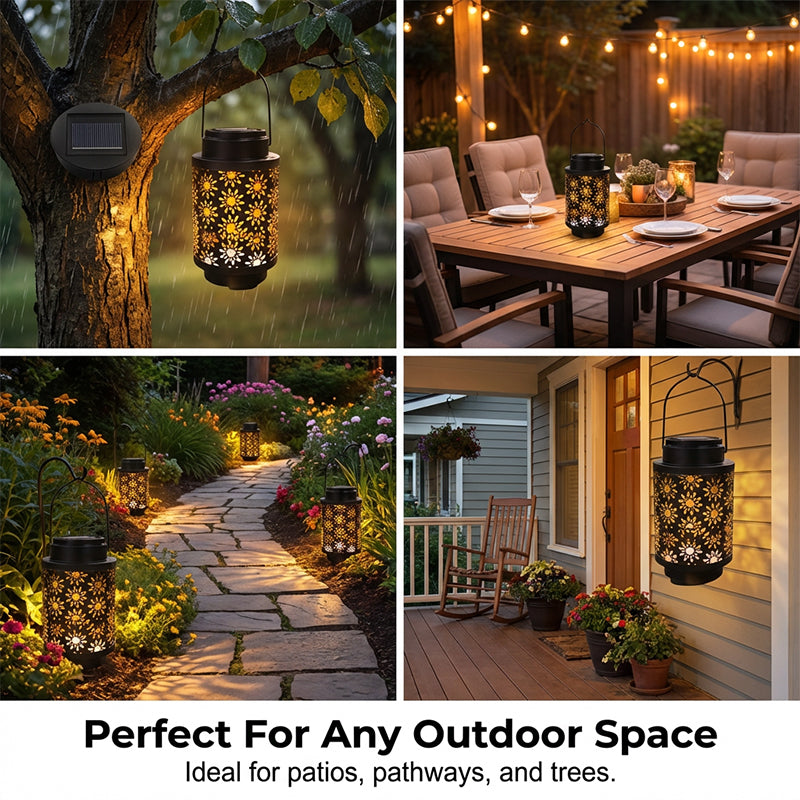 Solar Powered Hollow-Out Hanging Light