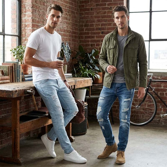 Men's Slim Straight Ripped Jeans