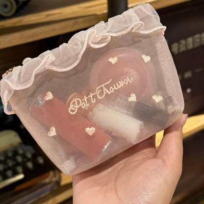Portable Sheer Mesh Makeup Bag