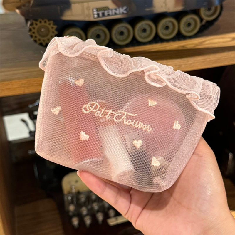 Portable Sheer Mesh Makeup Bag