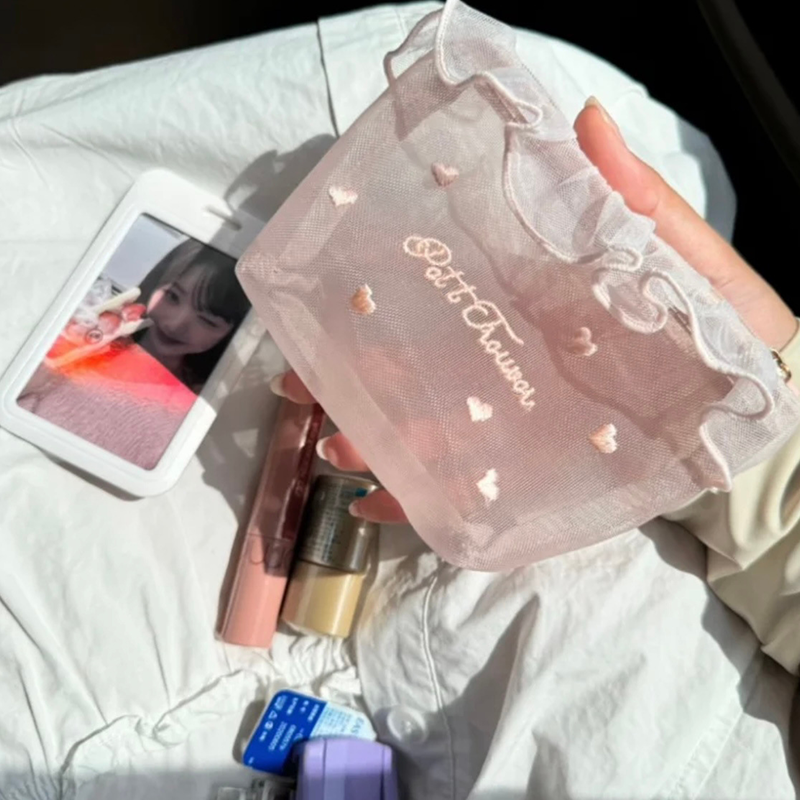 Portable Sheer Mesh Makeup Bag