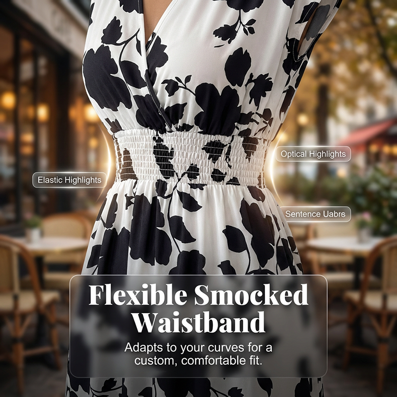 Floral V-Neck Smocked Waist Maxi Dress