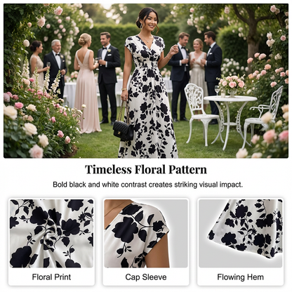 Floral V-Neck Smocked Waist Maxi Dress