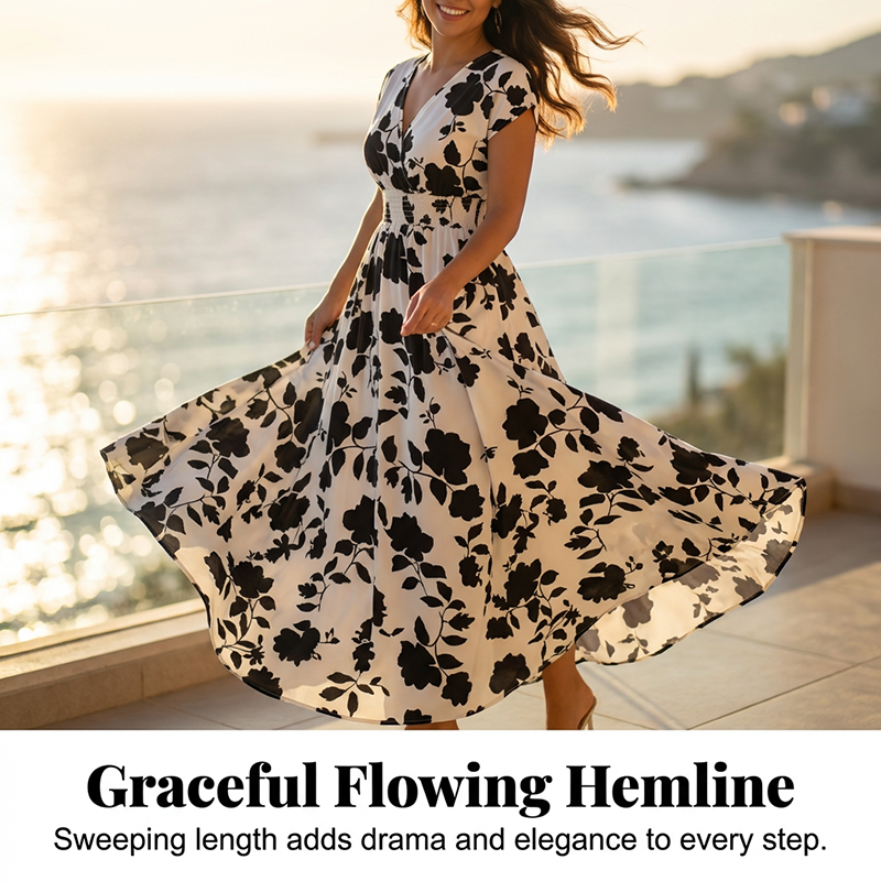 Floral V-Neck Smocked Waist Maxi Dress