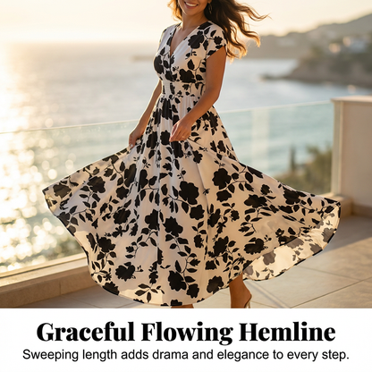 Floral V-Neck Smocked Waist Maxi Dress