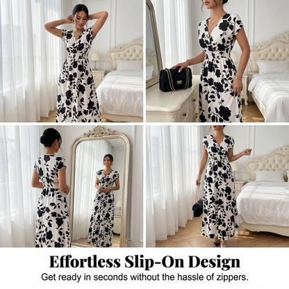 Floral V-Neck Smocked Waist Maxi Dress