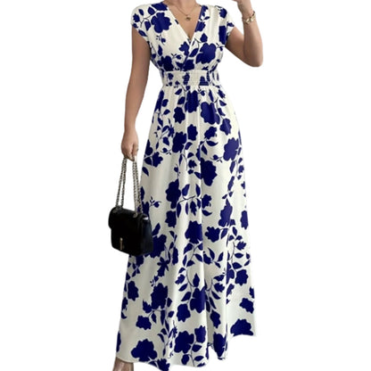 Floral V-Neck Smocked Waist Maxi Dress