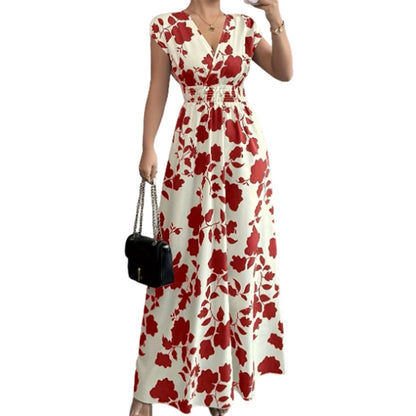 Floral V-Neck Smocked Waist Maxi Dress