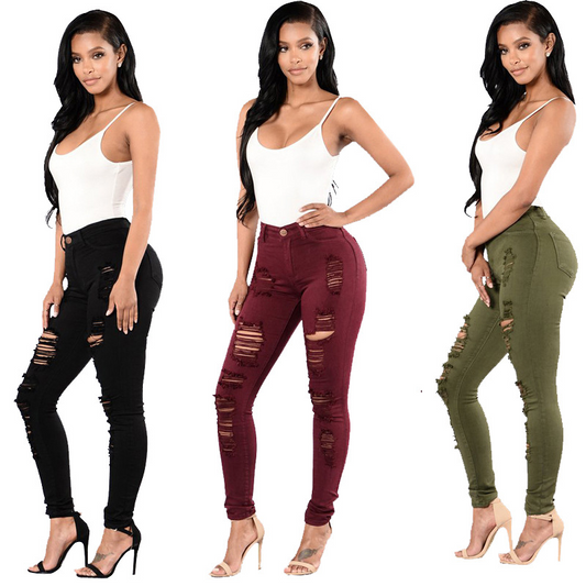 Women's High-Waist Ripped Skinny Jeans