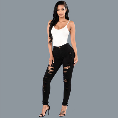 Women's High-Waist Ripped Skinny Jeans