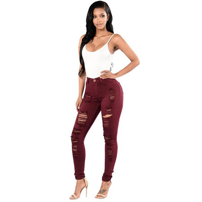 Women's High-Waist Ripped Skinny Jeans