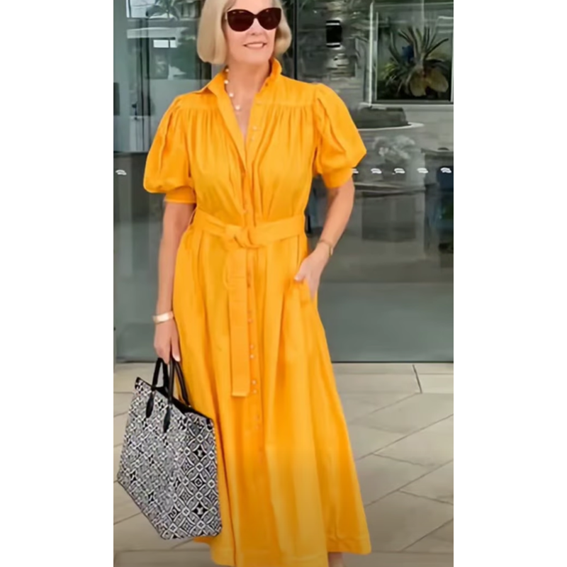 Women's Elegant Puff Sleeve A-Line Dress