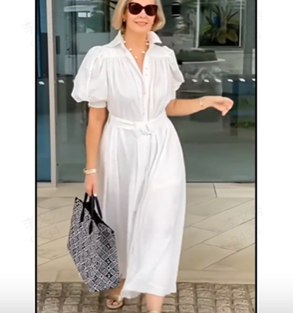 Women's Elegant Puff Sleeve A-Line Dress