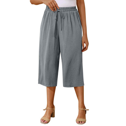 Women's Casual Drawstring Waist Capri Pants