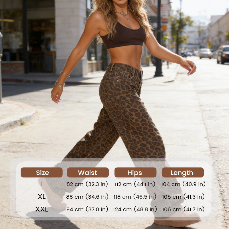 🔥 Hot sale 49% OFF🔥Women's Leopard Print High-Waist Wide-Leg Jeans