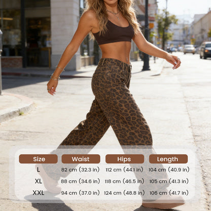 🔥 Hot sale 49% OFF🔥Women's Leopard Print High-Waist Wide-Leg Jeans