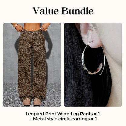 🔥 Hot sale 49% OFF🔥Women's Leopard Print High-Waist Wide-Leg Jeans