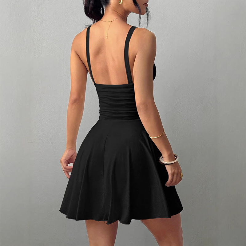 Spaghetti Strap V-Neck A-Line Mini Dress
