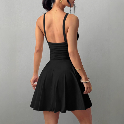 Spaghetti Strap V-Neck A-Line Mini Dress