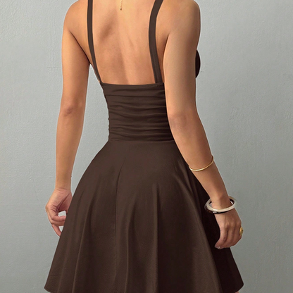 Spaghetti Strap V-Neck A-Line Mini Dress