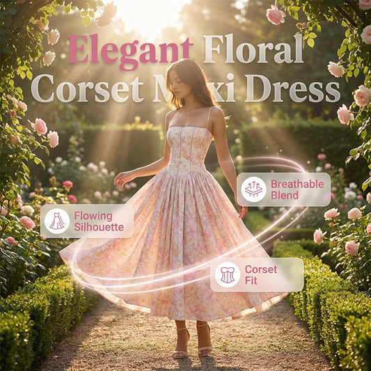 Elegant Floral Corset Maxi Dress
