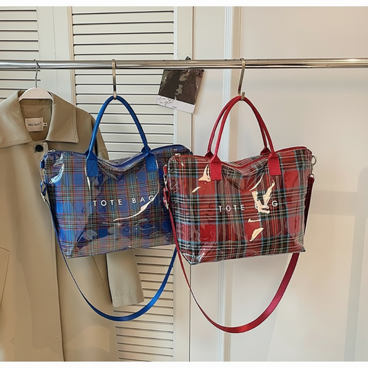 Women's Plaid PVC Tote Bag